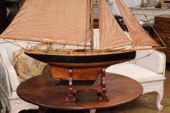 Gaff Cutter English 1920s Four Sail Pond Yacht on Stand with Solid Hull - 3602104