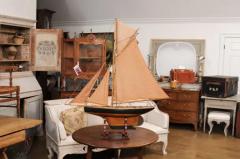 Gaff Cutter English 1920s Four Sail Pond Yacht on Stand with Solid Hull - 3602185