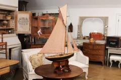 Gaff Cutter English 1920s Four Sail Pond Yacht on Stand with Solid Hull - 3602187