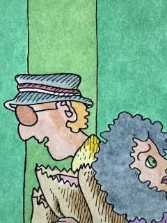 Gahan Wilson Murder Behind a Blue Door Crime Scene Noir Cartoon - 4439112