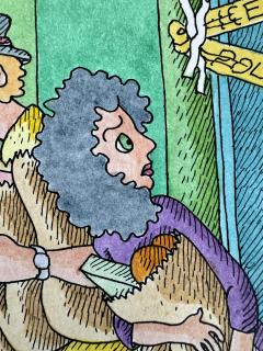 Gahan Wilson Murder Behind a Blue Door Crime Scene Noir Cartoon - 4439113