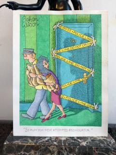 Gahan Wilson Murder Behind a Blue Door Crime Scene Noir Cartoon - 4439115