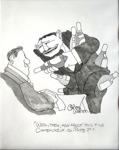 Gahan Wilson Wine Connoisseur Original Artwork by Legendary Cartoonist  - 4604227