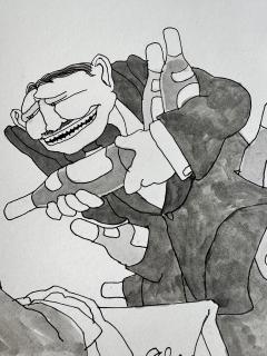 Gahan Wilson Wine Connoisseur Original Artwork by Legendary Cartoonist  - 4604233