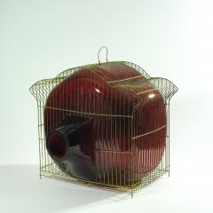 Gala Fern ndez Montero RED CAGE PAGODA glass object vase vessel - 897590