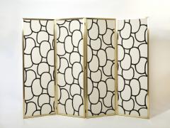 Galerie Maison et Jardin Four Panel brass and silk fabric screen 1970 - 2932160