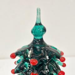 Galliano Ferro Contemporary Italian Modern Green Red Murano Glass Christmas Tree Sculpture - 2303859