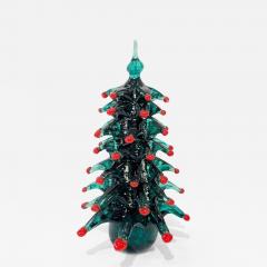 Galliano Ferro Contemporary Italian Modern Green Red Murano Glass Christmas Tree Sculpture - 2305303