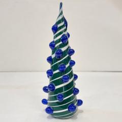 Galliano Ferro Contemporary Italian White Green Blue Murano Glass Christmas Tree Cone Sculpture - 2307091