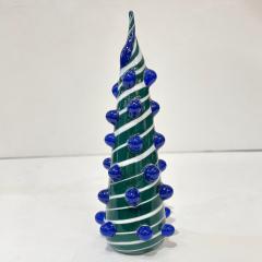 Galliano Ferro Contemporary Italian White Green Blue Murano Glass Christmas Tree Cone Sculpture - 2307094