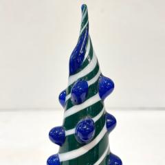 Galliano Ferro Contemporary Italian White Green Blue Murano Glass Christmas Tree Cone Sculpture - 2307095