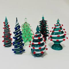 Galliano Ferro Contemporary Italian White Green Blue Murano Glass Christmas Tree Cone Sculpture - 2307102