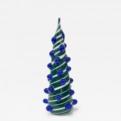 Galliano Ferro Contemporary Italian White Green Blue Murano Glass Christmas Tree Cone Sculpture - 2310050