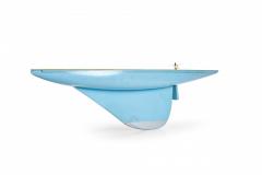 Games Industries Mid Century English Blue Painted Wooden Ships Hull Model - 4667916