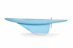 Games Industries Mid Century English Blue Painted Wooden Ships Hull Model - 4667917