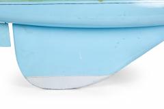 Games Industries Mid Century English Blue Painted Wooden Ships Hull Model - 4667921
