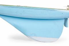 Games Industries Mid Century English Blue Painted Wooden Ships Hull Model - 4667923