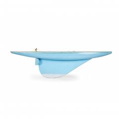 Games Industries Mid Century English Blue Painted Wooden Ships Hull Model - 4700711
