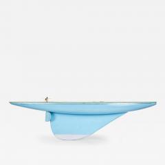Games Industries Mid Century English Blue Painted Wooden Ships Hull Model - 4700798