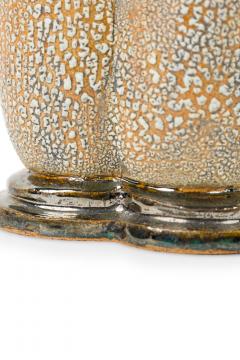 Gary DiPasquale Contemporary Tall Lobed and Black Metallic Footed Vase with Whit - 4656323