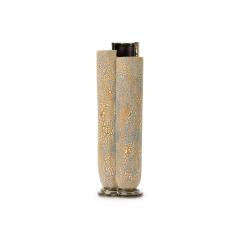 Gary DiPasquale Contemporary Tall Lobed and Black Metallic Footed Vase with Whit - 4683000