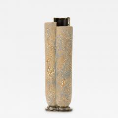 Gary DiPasquale Contemporary Tall Lobed and Black Metallic Footed Vase with Whit - 4683001
