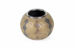 Gary DiPasquale Gary DiPasquale Contemporary Thrown Ceramic Black and Bronze Glazed Patterned Va - 4670824