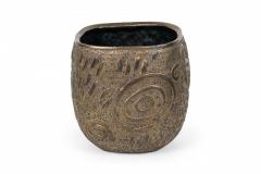 Gary DiPasquale Gary DiPasquale Contemporary Thrown Ceramic Graffiti Bronze Glazed Vessel - 4664364