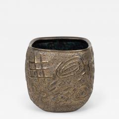 Gary DiPasquale Gary DiPasquale Contemporary Thrown Ceramic Graffiti Bronze Glazed Vessel - 4692579