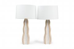 Gary DiPasquale Gary DiPasquale Contemporary Wave Form Clay and White Glazed Table Lamps - 4635223