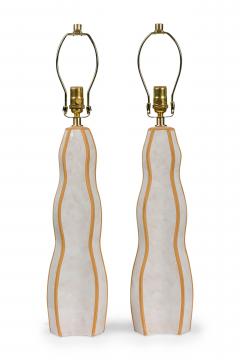 Gary DiPasquale Gary DiPasquale Contemporary Wave Form Clay and White Glazed Table Lamps - 4635224