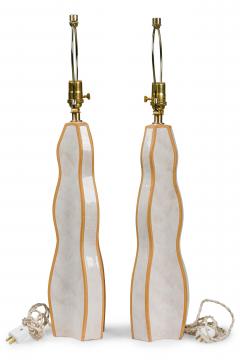 Gary DiPasquale Gary DiPasquale Contemporary Wave Form Clay and White Glazed Table Lamps - 4635225