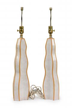 Gary DiPasquale Gary DiPasquale Contemporary Wave Form Clay and White Glazed Table Lamps - 4635227