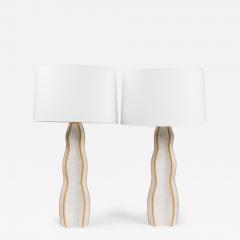 Gary DiPasquale Gary DiPasquale Contemporary Wave Form Clay and White Glazed Table Lamps - 4689792
