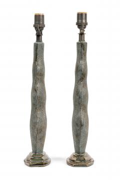 Gary DiPasquale Pair of Gary DiPasquale Contemporary Hand Built Blue Black Bark Lamps - 4274571