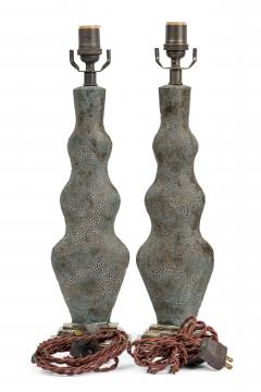 Gary DiPasquale Pair of Gary DiPasquale Contemporary Hand Built Blue Black Bark Lamps - 4274572