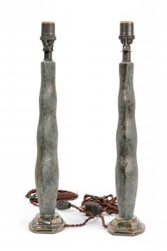 Gary DiPasquale Pair of Gary DiPasquale Contemporary Hand Built Blue Black Bark Lamps - 4274573