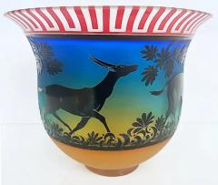 Gary Genetti Gary Genetti Blown Cameo Glass Antelope Vase Etched Overlay 2008 - 3590105