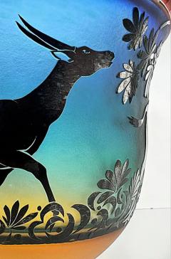 Gary Genetti Gary Genetti Blown Cameo Glass Antelope Vase Etched Overlay 2008 - 3590114