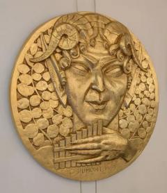 Gaston Dumont Faune Gold patinated Plaster Bas Relief 1939 - 3935403