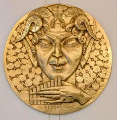 Gaston Dumont Faune Gold patinated Plaster Bas Relief 1939 - 3935405