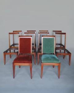 Gaston Poisson Set of 10 Fine French Art Deco Solid Mahogany Dining Chairs by Gaston Poisson - 4388558