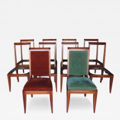 Gaston Poisson Set of 10 Fine French Art Deco Solid Mahogany Dining Chairs by Gaston Poisson - 4389260