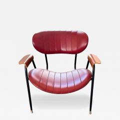 Gastone Rinaldi 1960 s Mid Century Modern Gastone Rinaldi Red Leather Bentwood Arm Chair - 4248573