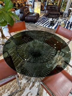 Gastone Rinaldi Gastone Rinaldi Table in Chromed Metal and Smoked Glass 1970s - 2975330