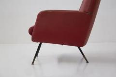Gastone Rinaldi Gastone Rinaldi Vintage Red Leather Armchairs with Brass Feet - 3652604