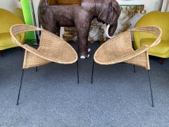 Gastone Rinaldi Pair of Rattan Wicker Saturn Armchairs by Gastone Rinaldi Italy 1950s - 1718344