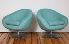 Gastone Rinaldi Pair of Swivel Lounge Chairs by Gastone Rinaldi in Turquoise Tweed 1970 Italy - 1603927