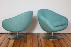 Gastone Rinaldi Pair of Swivel Lounge Chairs by Gastone Rinaldi in Turquoise Tweed 1970 Italy - 1603928