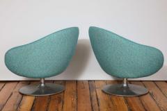 Gastone Rinaldi Pair of Swivel Lounge Chairs by Gastone Rinaldi in Turquoise Tweed 1970 Italy - 1603929